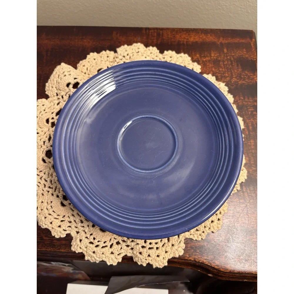 Set of 4 Fiesta Cobalt Blue Saucers Plates one vintage - Picture 2 of 13
